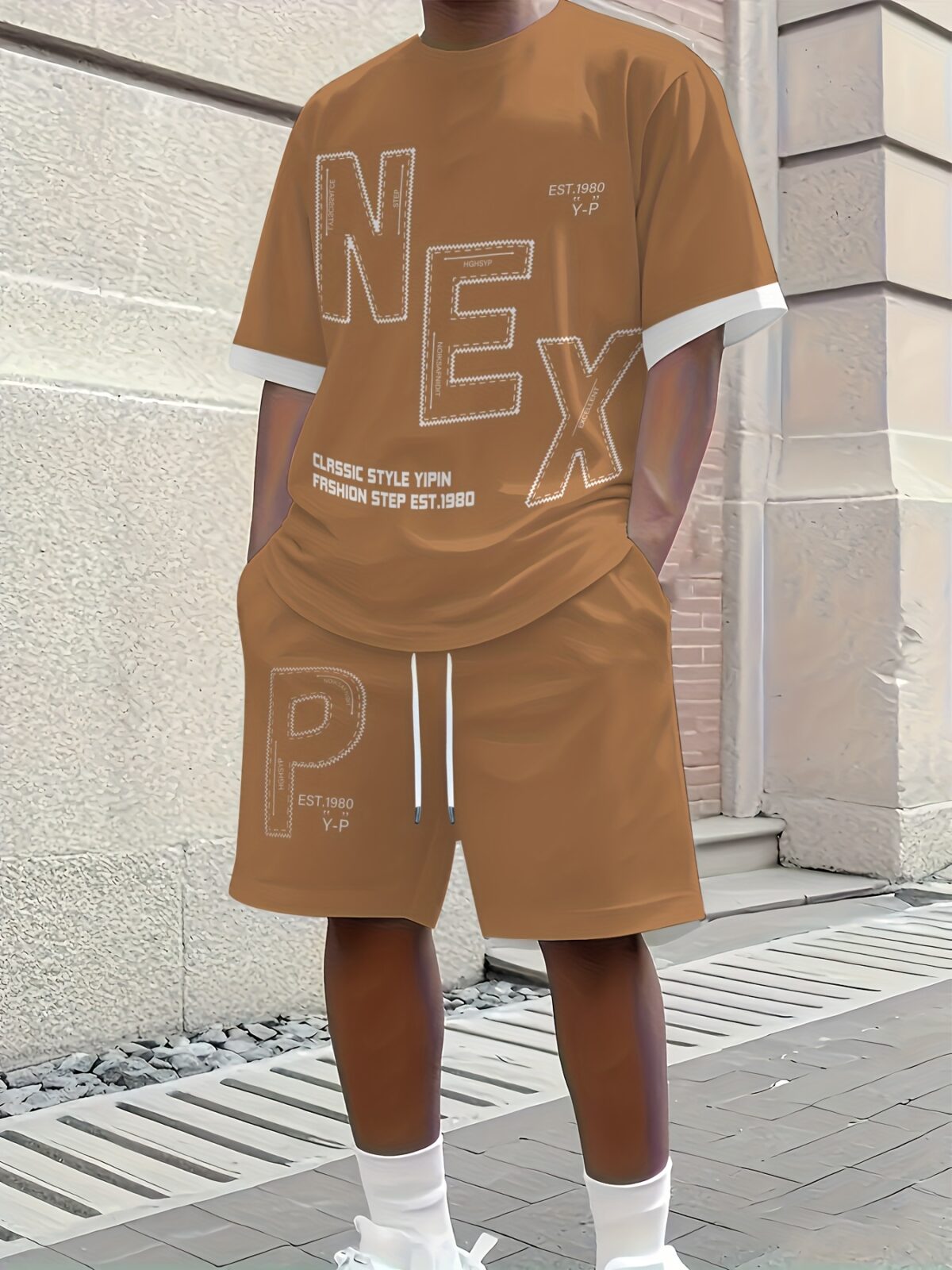 Model showcasing the Newness Urban Explorer Mens Summer Set a stylish and breathable outfit perfect for summer