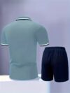 Newness Riviera Escape Mens Summer Set A stylish and comfortable two piece outfit perfect for summer Model showcases the breathable polyester fabric and modern look