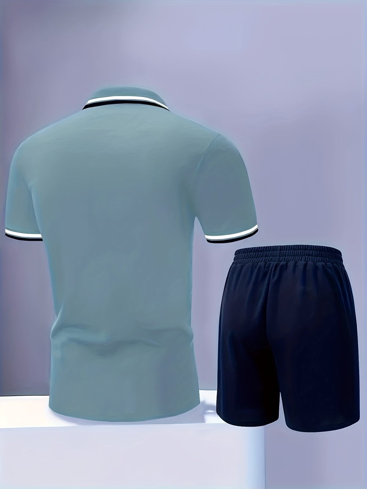 Newness Riviera Escape Mens Summer Set A stylish and comfortable two piece outfit perfect for summer Model showcases the breathable polyester fabric and modern look
