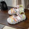 Rainbow Ribbon Girls Summer Sandals by Newness Stylish and comfy sandals perfect for summer play