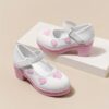 Adorable Princess Heart Girls Party Shoes in pink and white perfect for birthdays and special occasions Featuring a heart shaped design and comfortable fit
