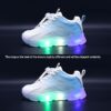 Kids BananaDeer Galaxy Glow LED Sneakers lighting up with vibrant colors