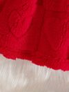 Baby girl wearing an adorable red heart patterned dress Perfect for Fall and Winter