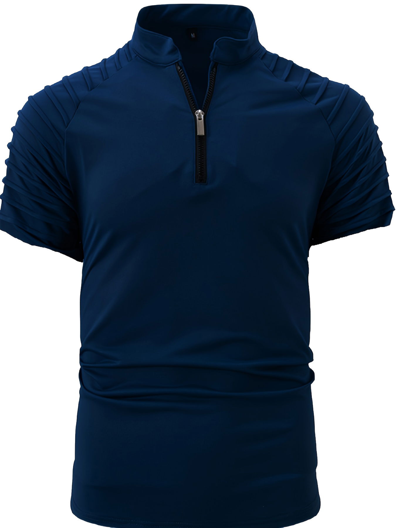 Men's Summer Tactical Training Shirt - Moisture-Wicking Short Sleeve with Stand Collar, Half-Zip Front & Ruched Arm Details - Casual Athletic Top for Outdoor Activities (Vibrant Orange), Smooth Stretch Fabric