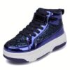 Newness Golden Glitter Roller Skate Sneakers for Kids   Shine bright in these comfortable and fun sneakers