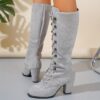 Newness Lace Up Gray High Heels Modern elegance personified Stunning gray high heels with lace up detail Shop the latest collection now