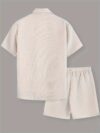 Effortless Chic Mens Summer Set in breathable polyester perfect for warm weather Model showcasing the stylish two piece outfit