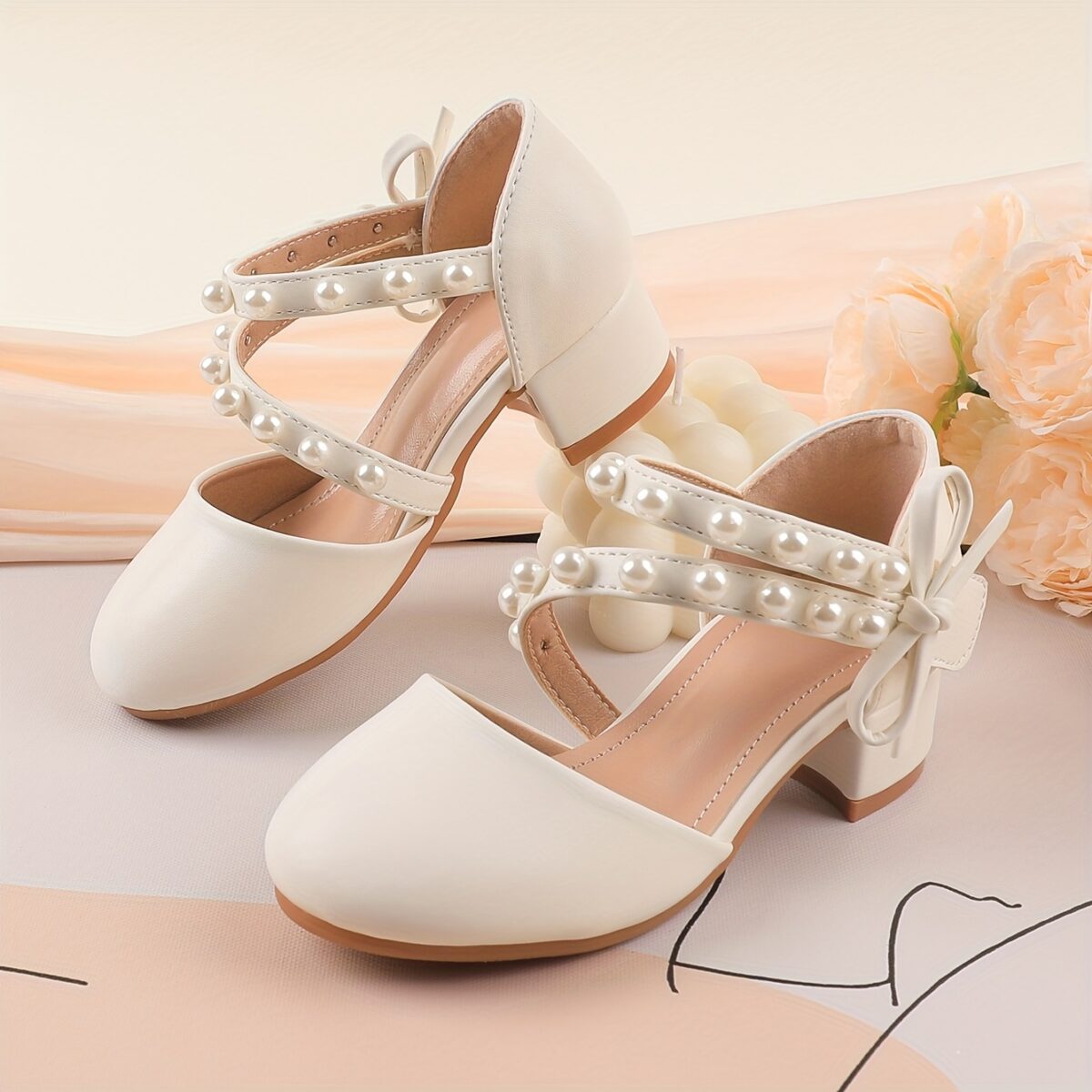 Enchanted Garden Pearl Girl Shoes by Newness Elegant girls shoes adorned with pearls perfect for any occasion
