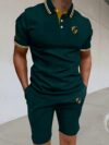 Newness Riviera Escape Mens Summer Set A stylish and comfortable two piece outfit perfect for summer Model showcases the breathable polyester fabric and modern look