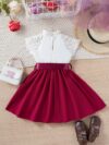 Adorable girl wearing a white Summer Bloom Lace Trim Dress showcasing its delicate lace details and summery style