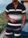 Monaco Riviera Geometric Print Suit by Newness A stylish two piece suit featuring a breathable polyester fabric and a modern geometric print perfect for summer