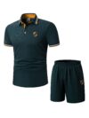 Newness Modern Mens Polo Shorts Set A stylish and comfortable polo shirt and shorts set perfect for summer The model wears the set showcasing its relaxed fit and modern design