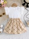 Adorable girls summer outfit Newnesss Summer Playdate Bow Skirt Set A charming two piece set featuring a stylish bow skirt and coordinating top