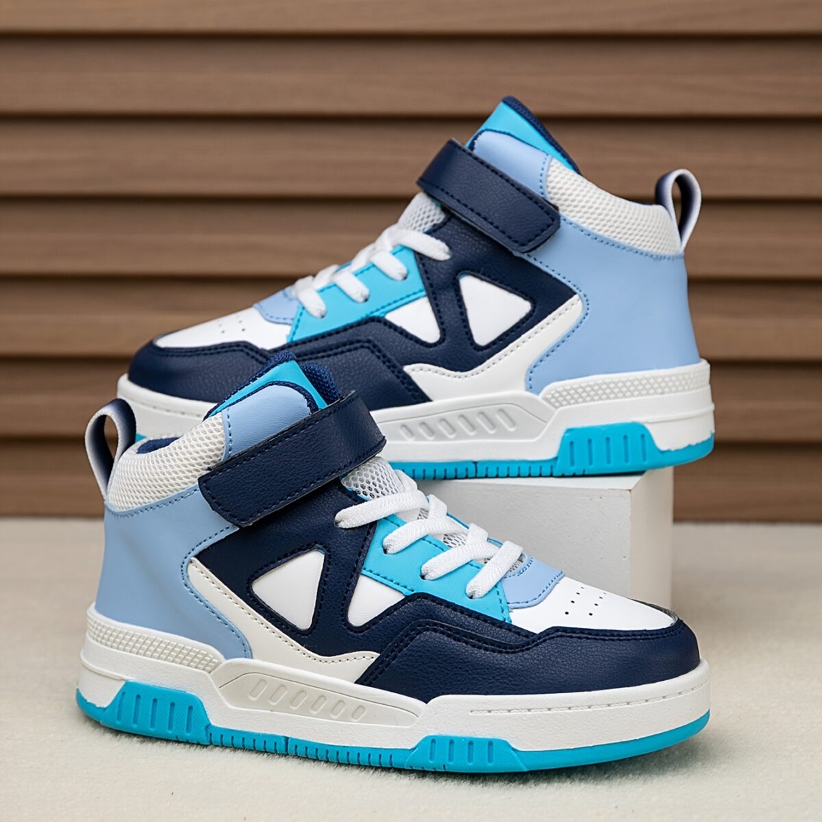 Stylish and durable color block high top sneakers for kids perfect for active play Showcasing vibrant color blocking and sturdy construction