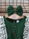 Toddler girl wearing a charming emerald green summer dress ideal for playing outdoors