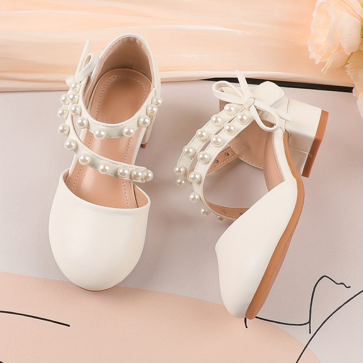 Enchanted Garden Pearl Girl Shoes by Newness Elegant girls shoes adorned with pearls perfect for any occasion