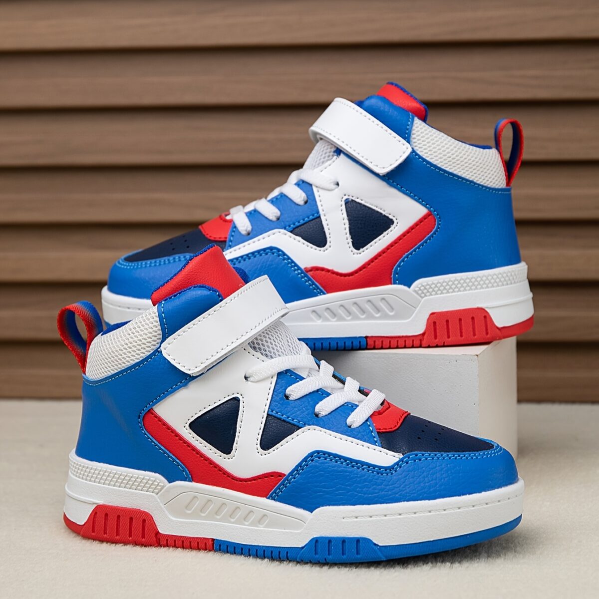 Stylish and durable color block high top sneakers for kids perfect for active play Showcasing vibrant color blocking and sturdy construction