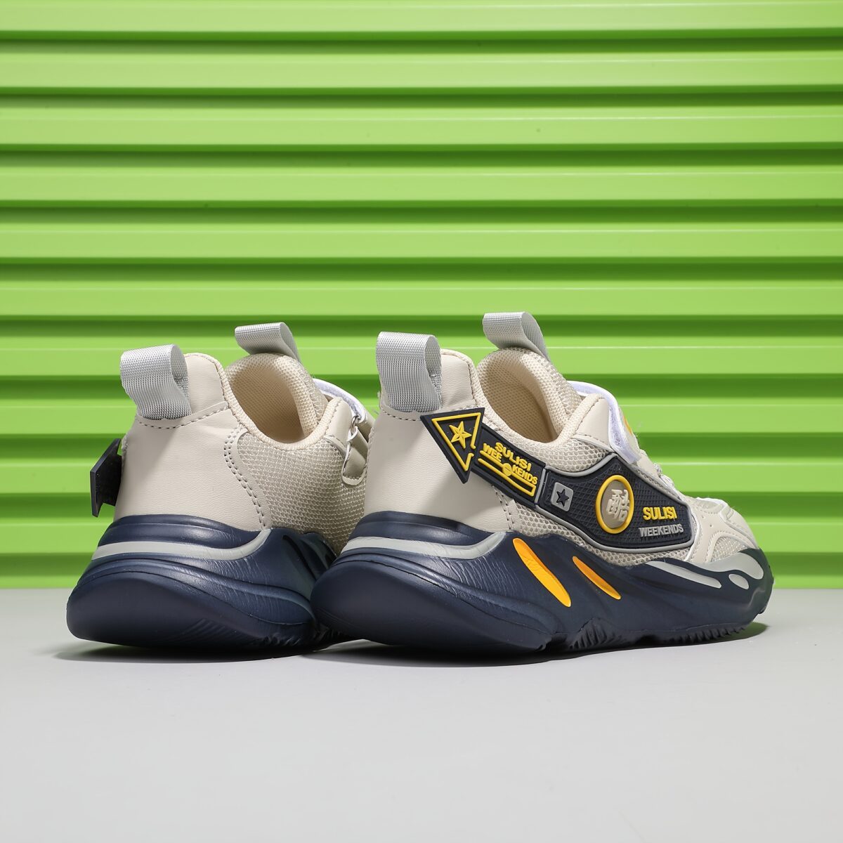 Stylish striped mesh youth sneakers perfect for active kids Breathable and comfortable design in a trendy color scheme