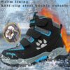 Stylish and durable FANGFIUP Kids Winter Boots perfect for snowy adventures These boots are shown in action with a child playing in the snow