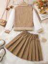 Adorable Pastel Dreams Preppy Skirt Set in soft pastel colors perfect for spring or fall The set includes a matching top and skirt ideal for girls