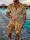 Monaco Riviera Geometric Print Suit by Newness A stylish two piece suit featuring a breathable polyester fabric and a modern geometric print perfect for summer