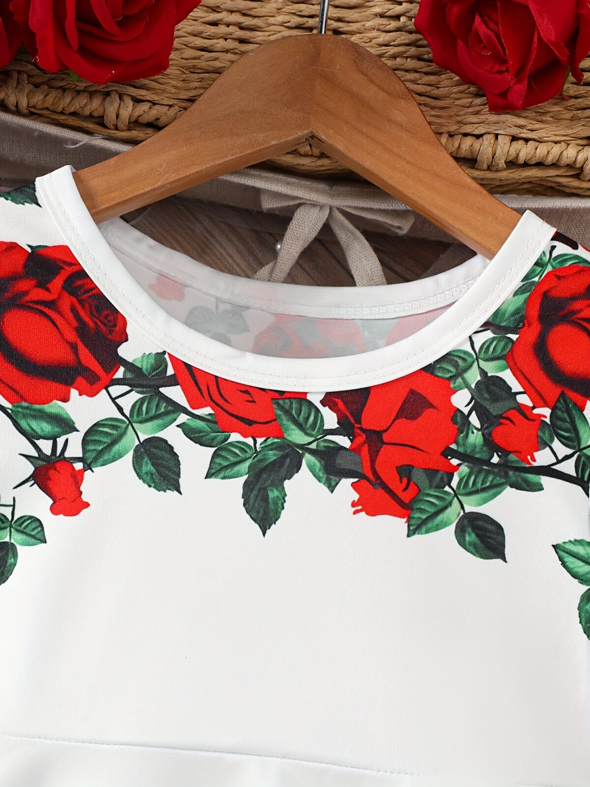 Adorable baby girl wearing a Rosalind floral print dress from Newness The dress features a charming floral pattern and is perfect for special occasions or everyday wear