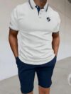 Newness Riviera Escape Mens Summer Set A stylish and comfortable two piece outfit perfect for summer Model showcases the breathable polyester fabric and modern look