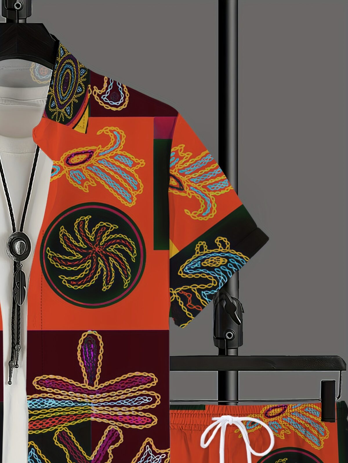 The Newness Riviera Escape Printed Summer Set A stylish and comfortable summer outfit perfect for both beach days and city nights The model is wearing the matching top and bottom showcasing the vibrant print