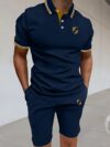 Newness Riviera Escape Mens Summer Set A stylish and comfortable two piece outfit perfect for summer Model showcases the breathable polyester fabric and modern look
