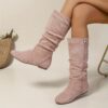 Effortlessly Chic Slouchy Boots in brown leather These stylish boots feature a slouchy fit and sleek design perfect for elevating any outfit