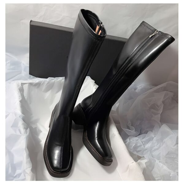Newness Midnight Bloom Knee High Boots in rich brown leather Stylish and versatile perfect for fall and winter