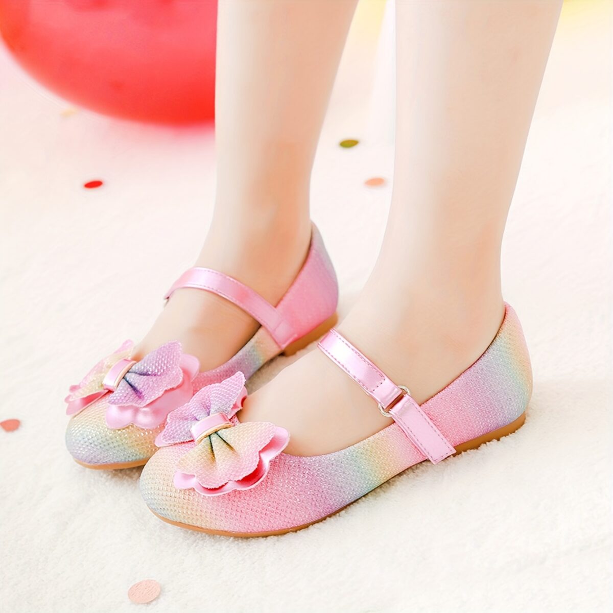 Adorable girls Rainbow Sparkle Mary Janes by Newness Perfect for parties and playtime