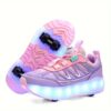 Girl wearing Newness Galaxy Lights LED Roller Skates stylish and safe roller skates with colorful LED lights