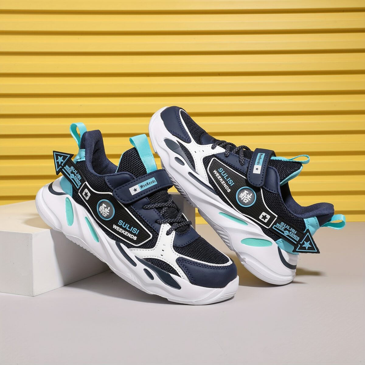Stylish striped mesh youth sneakers perfect for active kids Breathable and comfortable design in a trendy color scheme