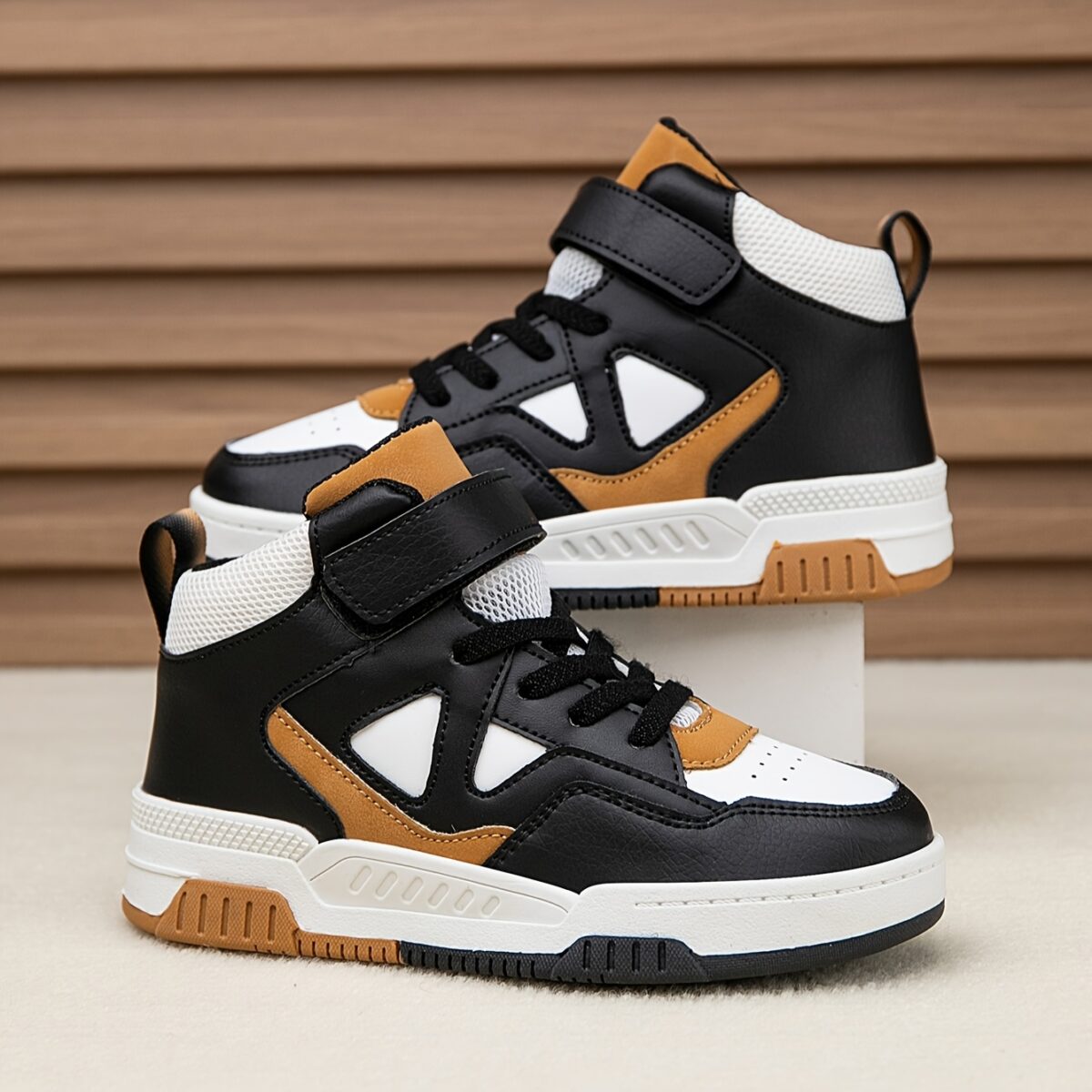 Stylish and durable color block high top sneakers for kids perfect for active play Showcasing vibrant color blocking and sturdy construction