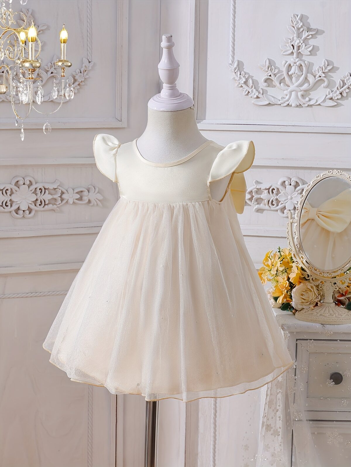 Adorable baby girl wearing a celestial themed tulle dress perfect for parties and special occasions