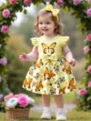Adorable baby girl in a lavender butterfly dress perfect for summer Newness