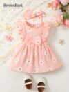 Adorable BrownBark daisy dress set perfect for summer This cute and stylish outfit features a charming daisy print and is ideal for warm weather