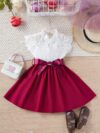 Adorable girl wearing a white Summer Bloom Lace Trim Dress showcasing its delicate lace details and summery style