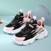 Stylish and breathable Newness Kids Striped Mesh Sneakers in action perfect for active play Showcasing the comfortable design and vibrant striped mesh