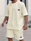 Womens Cable Knit Shorts Set in Cream stylish and comfortable summer outfit