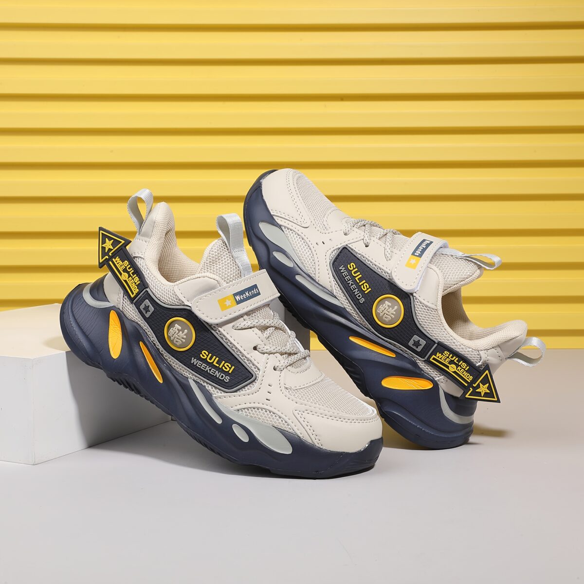 Stylish striped mesh youth sneakers perfect for active kids Breathable and comfortable design in a trendy color scheme