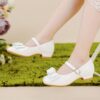 Newness Classic Bow Girls Mary Janes in ivory Elegant Mary Jane shoes with a delicate bow perfect for weddings and parties