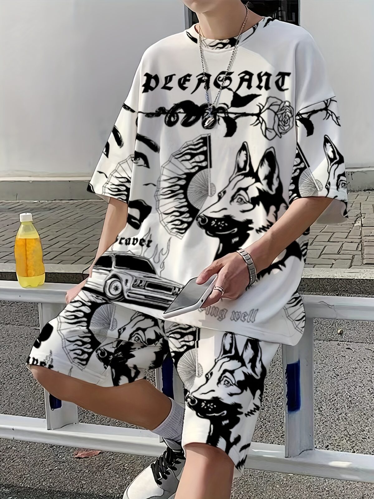 Newness Urban Edge Mens Graphic Tee Set Two stylish and comfortable graphic tees perfect for summer Casual and effortlessly cool