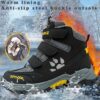 Stylish and durable FANGFIUP Kids Winter Boots perfect for snowy adventures These boots are shown in action with a child playing in the snow