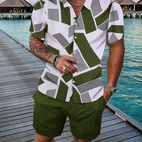 Newness Riviera Geometric Print Set A stylish and comfortable two piece outfit perfect for summer Featuring a vibrant geometric print and crafted from premium polyester
