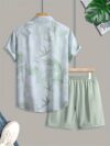Stylish Riviera Escape Printed Shirt and Shorts Set in lightweight polyester from Newness Perfect for summer