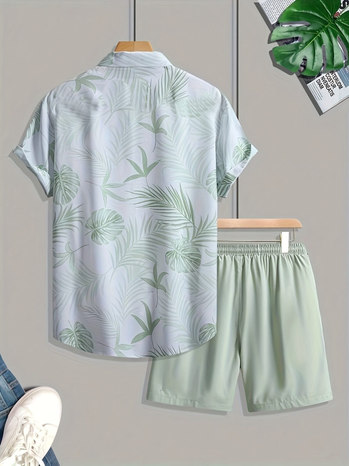 Stylish Riviera Escape Printed Shirt and Shorts Set in lightweight polyester from Newness Perfect for summer