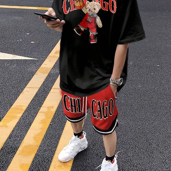 Adorable Chicago Bulls teddy bear set perfect for summer Sporty and breathable polyester
