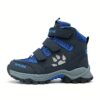 Stylish and durable FANGFIUP Kids Winter Boots perfect for snowy adventures These boots are shown in action with a child playing in the snow